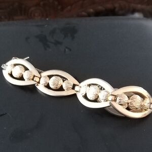 Monet Gold-Tone Textured Bead Link Bracelet